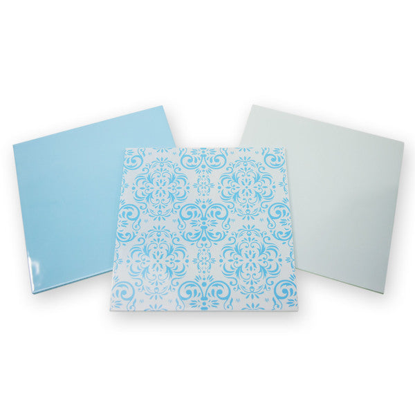 Enameled Mosaic 8" x 8" Aqua Opalescent Glass Pack 3 pcs