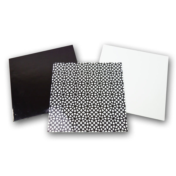 Enameled Mosaic 8" x 8" Black & White Opalescent Glass Pack 3 pcs