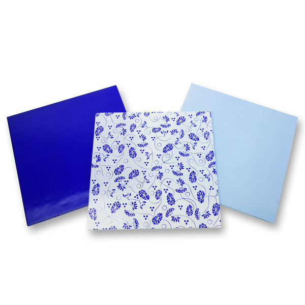 Enameled Mosaic 8”x 8” Dark Blue Opalescent Glass Pack 3pcs