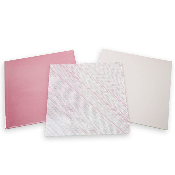 Enameled Mosaic 8”x 8” Pink Opalescent Glass Pack 3pcs