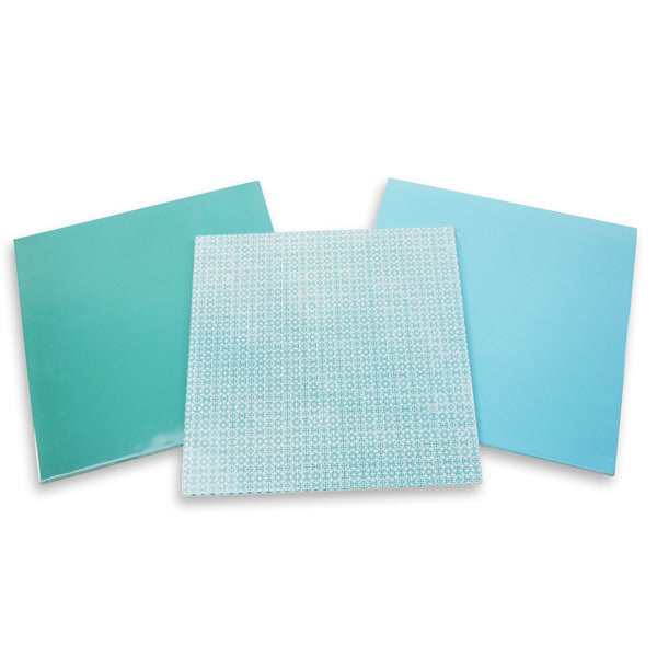 Enameled Mosaic 8" x 8" Turquoise Opalescent Glass Pack 3 pcs